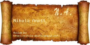Nikola Anett névjegykártya